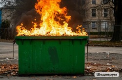 В посёлке Кировский сгорел мусорный контейнер